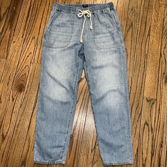 J. Crew Factory Drawstring Blue Jeans / Straight Pants sz. 27 NWOT Deep Pocket - Picture 3 of 10